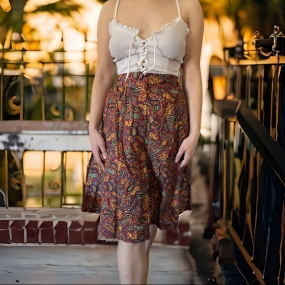 Vtg Cotton Skirt - Picture 3 of 7